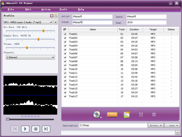 Click to view iMacsoft CD Ripper 2.0.1.0711 screenshot