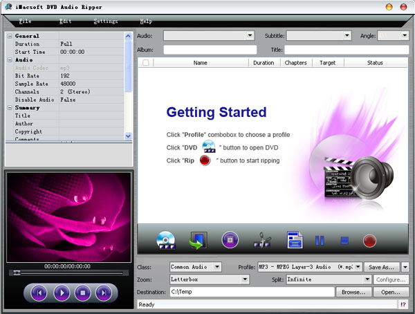 Click to view iMacsoft DVD Audio Ripper 2.7.5.0615 screenshot