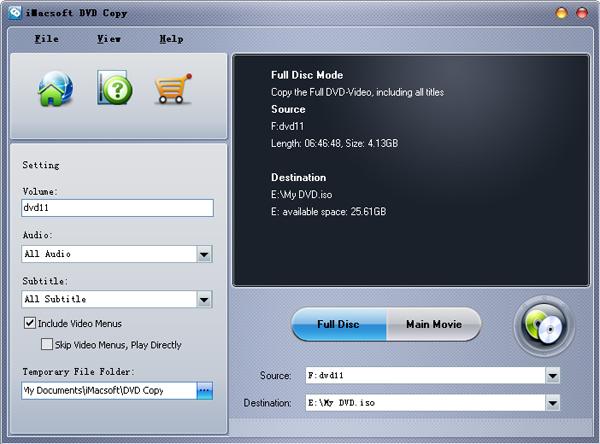 Click to view iMacsoft DVD Copy 2.9.0.0613 screenshot