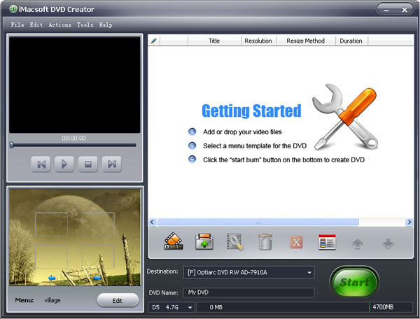 Click to view iMacsoft DVD Creator 2.7.5.0619 screenshot