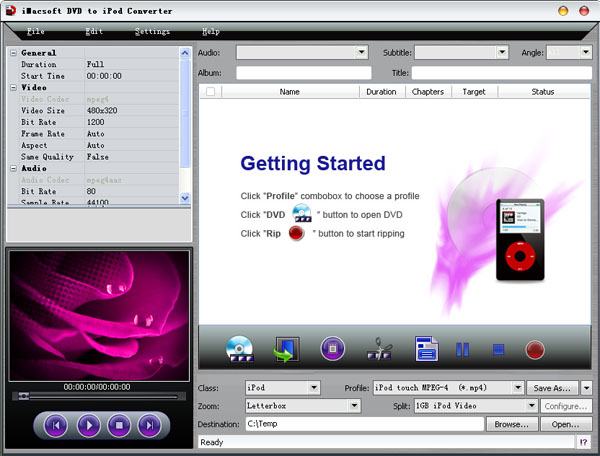Click to view iMacsoft DVD to iPod Converter 2.7.4.0613 screenshot
