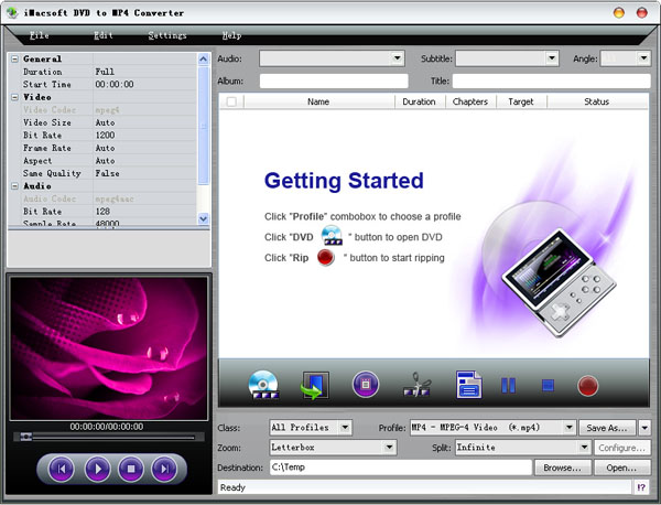 Click to view iMacsoft DVD to MP4 Converter 2.6.5.0206 screenshot
