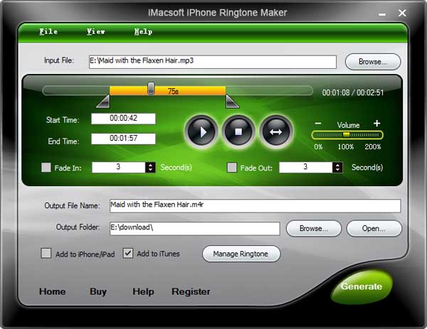 Click to view iMacsoft iPhone Ringtone Maker 1.3.1.0608 screenshot