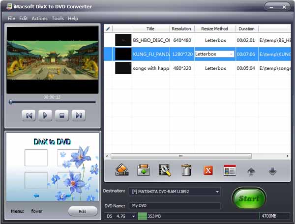 iMacsoft DivX to DVD Converter screenshot