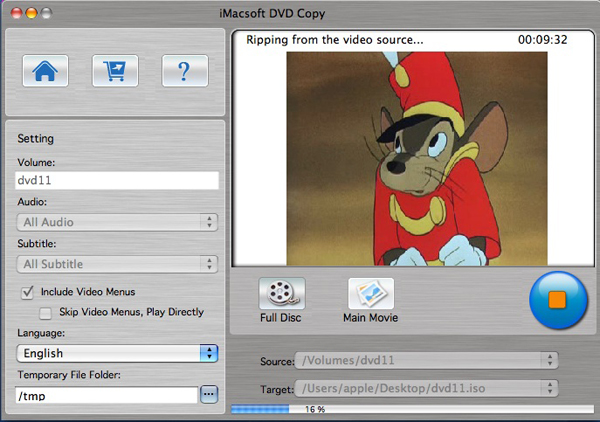 iMacsoft DVD Copy for Mac screenshot