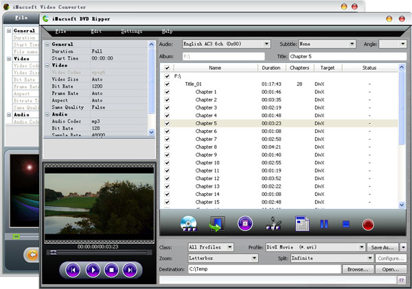 More screenshots of iMacsoft DVD Ripper Suite.