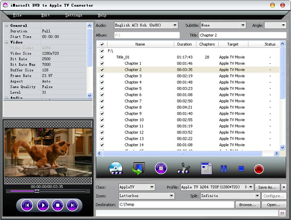 iMacsoft DVD to Apple TV Converter screenshot