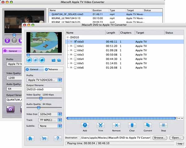 More screenshots of iMacsoft DVD to Apple TV Suite for Mac.