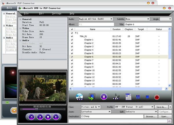 More screenshots of iMacsoft DVD to FLV Suite.