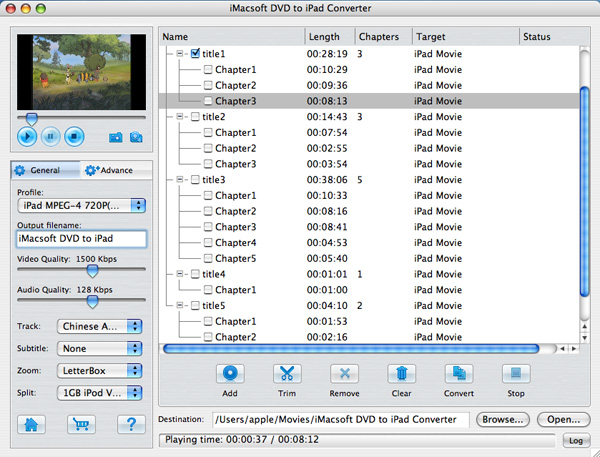 iMacsoft DVD to iPad Converter for Mac screenshot