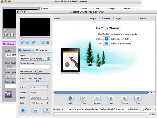 More screenshots of iMacsoft DVD to iPad Suite for Mac.