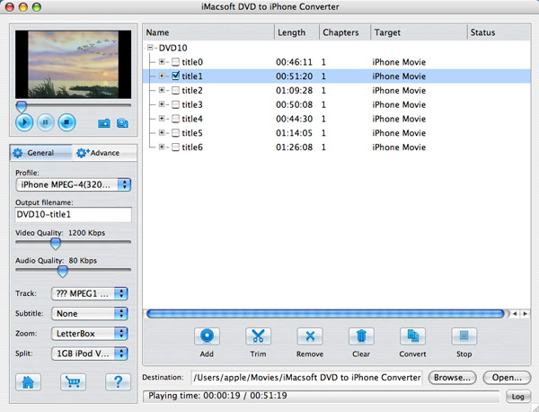 iMacsoft DVD to iPhone Converter for Mac screenshot