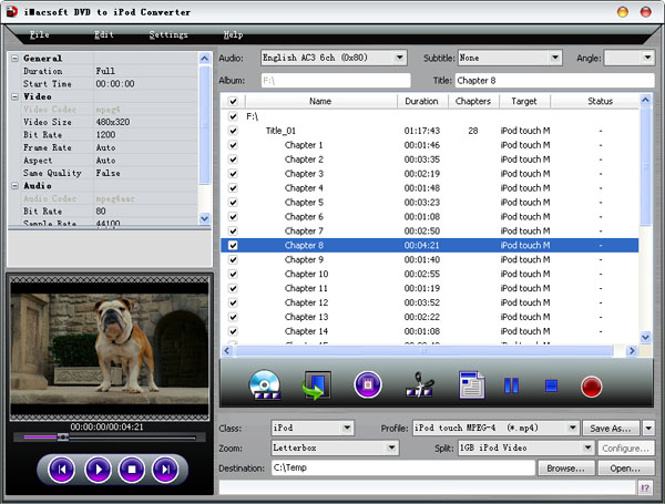 iMacsoft DVD to iPod Converter screenshot