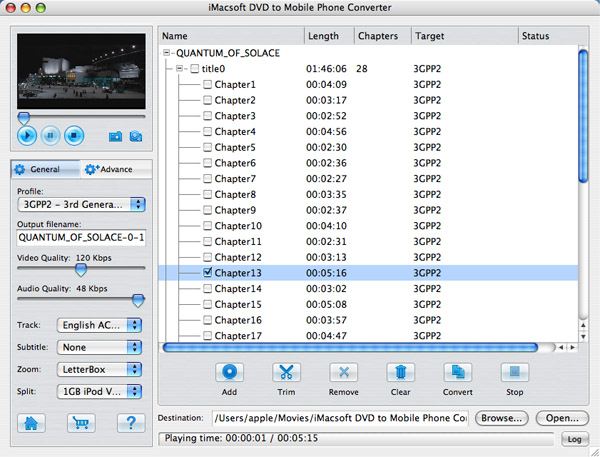 iMacsoft DVD to Mobile Phone Converter screenshot