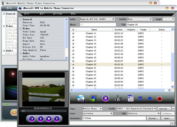 More screenshots of iMacsoft DVD to Mobile Phone Suite.
