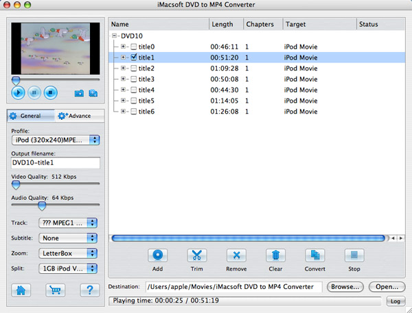 iMacsoft DVD to MP4 Converter for Mac screenshot