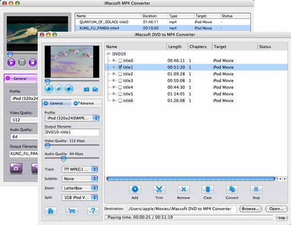 More screenshots of iMacsoft DVD to MP4 Suite for Mac.