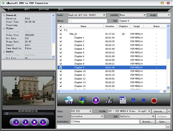 iMacsoft DVD to PSP Converter screenshot