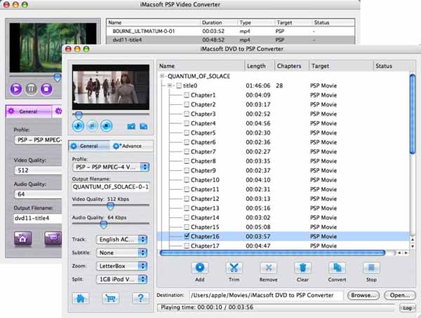 More screenshots of iMacsoft DVD to PSP Suite for Mac.