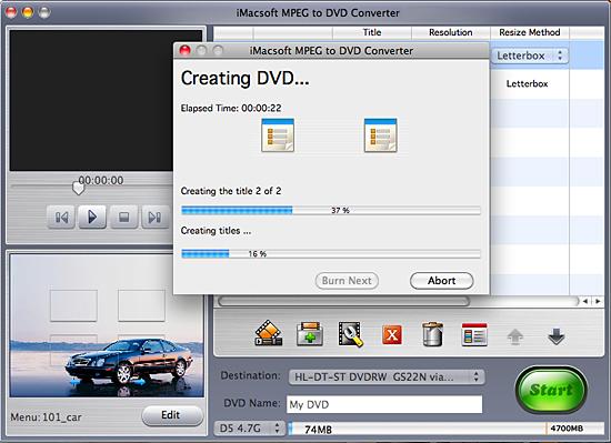 iMacsoft MPEG to DVD Converter for Mac