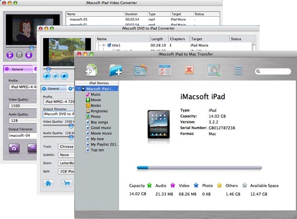 More screenshots of iMacsoft iPad Mate for Mac.