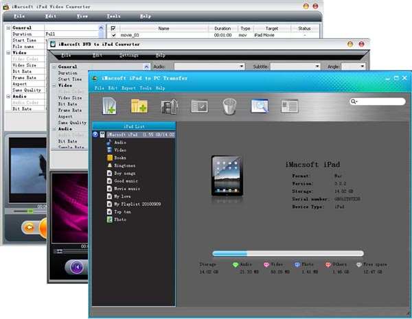 More screenshots of iMacsoft iPad Mate.