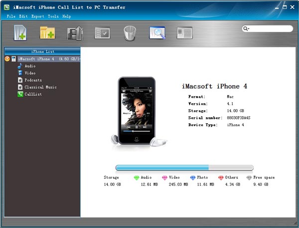 iMacsoft iPhone Call List to PC Transfer screenshot