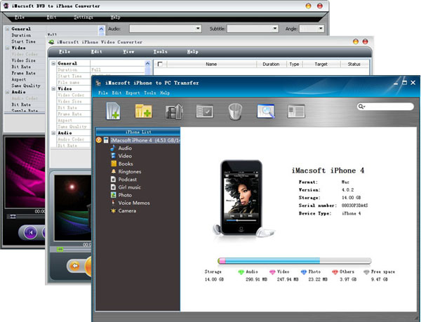 More screenshots of iMacsoft iPhone Mate.