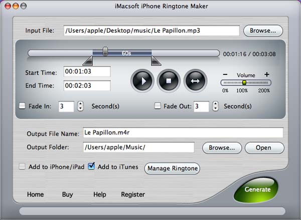 iMacsoft iPhone Ringtone Maker for Mac screenshot