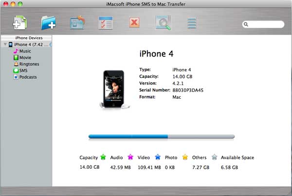 iMacsoft iPhone SMS to Mac Transfer screenshot
