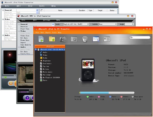 More screenshots of iMacsoft iPod Mate.