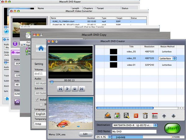 More screenshots of iMacsoft Mac DVD Toolkit.